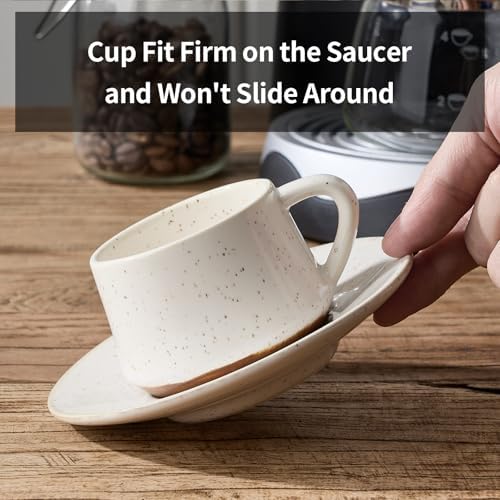 Stackable Cappuccino Cup Set of 6 [4oz]Activated-Glazed Ceramic Coffee Cup - Image 5