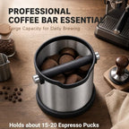 Espresso Coffee Knock Box, Large Stainless Steel Coffee Knock Box with Cleaning Brush for Home Coffee Bar, Non-Slip Base Easy Clean Removable Knock Bar (Silver) - Image 4
