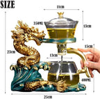 YUDIZWS Lazy Kungfu Drip Teapot,Heat Resistant Tea Set,Sturdy High Borosilicate Glass Teapot,Magnetic Water Diversion Semi-Automatic Teapot Set Magic Tea Set of Holiday Gifts,B dragon tea set - Image 2