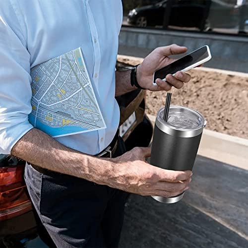 VEGOND 20oz Tumbler with Lid and Straw Stainless Steel Tumbler Cup Bulk Vacuum Insulated Double Wall Travel Coffee Mug Powder Coated Coffee Cup, Black, 6 Pack - Image 6