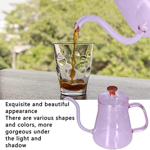 Gooseneck Kettle, Glass Teapot Long Coffee Kettle High Borosilicate Gooseneck Spout Glass Coffee Pot Pour over Kettle for Home (Pink, 350ml) - Image 7