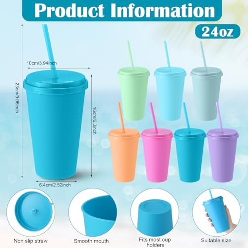 Honeydak 30 Pack Plastic Tumblers with Lids and Straws Bulk, Macaron Color - Image 3