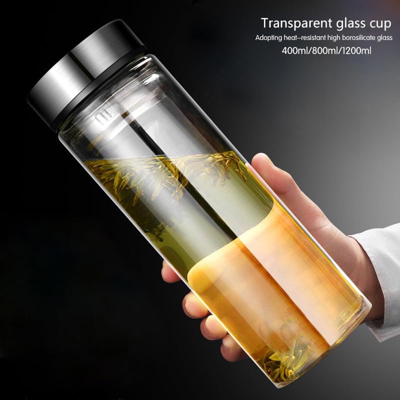 1000ML/33.82oz single-layer glass cup, sealed and leak-proof, with lid, heat-resistant cup cover, storage bottle, drinking set, suitable for holding milk, coffee, beverages, etc - Image 2