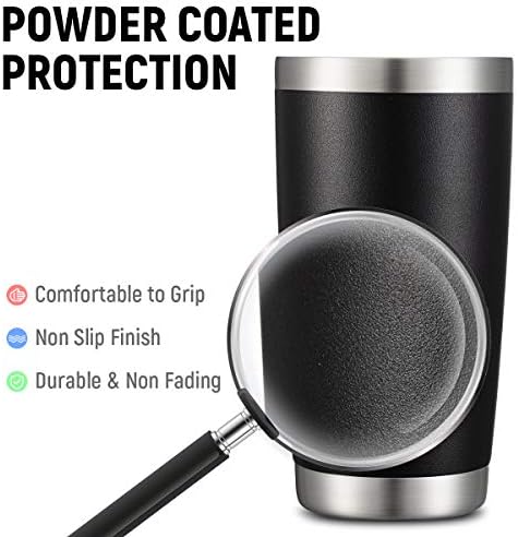 COMOOO 20oz/8Pack Black Tumbler Double Wall Vacuum Insulated Coffee Travel Mug Stainless Steel Tumbler with Lid and Straw Coffee Cup for Cold Drinks & Hot Beverage, Home and Outdoor (Black, 8 Pack) - Image 4