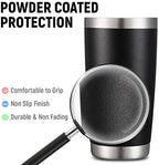COMOOO 20oz Black Tumbler 4 Pack Stainless Steel Insulated Travel Mug with Lid and Straw Vacuum Double Wall Coffee Cup for Hot Beverage and Cold Drinks(Black, 4 Pack) - Image 4