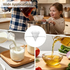 Cooking Oil Filter,Syrup Cone Filters Kit with 10 in Stainless Steel Cone Holder Fryer Strainer, 1 Thick Reusable Filter with Pre-Cut Slots and 24 Disposable Pre-Filters for Maple Sap Honey Milk - Image 6