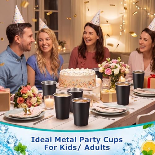 Mimorou 20 Pack 8 oz Stainless Steel Cups Metal Cup, Black - Image 4