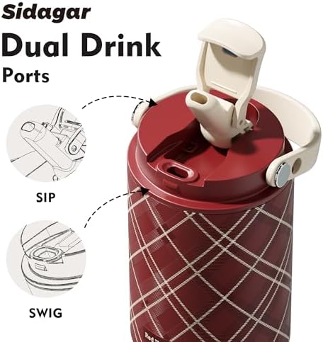 26 oz Insulated Stainless Steel Tumbler with Straw & Handle Plaid - Image 3