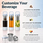 Farasi Loose Leaf Tea Infuser Bottle Wide Mouth Coffee, Fruit, Insulated Stainless Steel Water Bottle Infuser Tumbler - Leakproof Built In Handle Travel Mug Pink Floral 24 oz - Image 5
