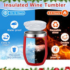 Nuogo 16 Set Colorful Christmas Tumblers with Lids and Straws and Spoons 12 oz Funny Stainless Steel Wine Tumbler Xmas Mugs Bulk Gifts for Coworker Teacher Women Men Holiday Party Decoration - Image 5