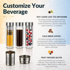 Farasi Glass Tea Infuser Bottle Tumbler 15oz with Infuser and Sleeve (Teal) - Image 4
