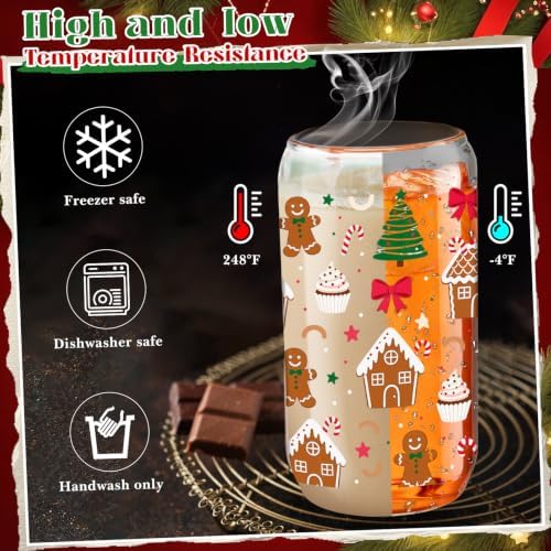 Umigy 12 Pack Christmas Glass Cups 16 oz Drinking Glasses,Classic Style - Image 4
