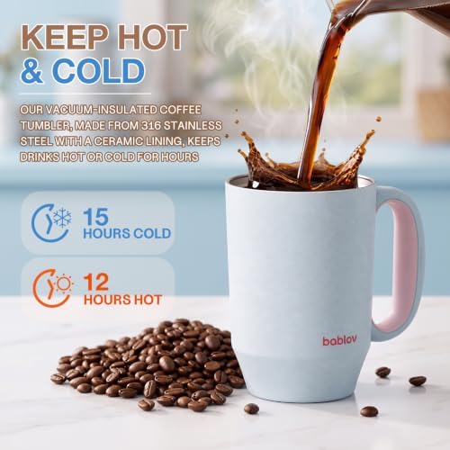 BABLOV 23 oz Ceramic Lined Tumbler with Straw Insulated Coffee Tumbler - Image 3
