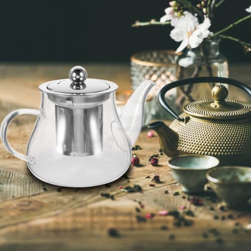 STOBAZA 400ML Glass Teapot with Removable Infuser - Borosilicate Glass Stovetop Safe Kettle for Loose Leaf Tea, Tea Maker Pot with Stainless Steel Filter, Clear - Image 5