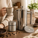 QNA French Press Coffee Maker Set, 20oz 304 Stainless Steel - Image 4