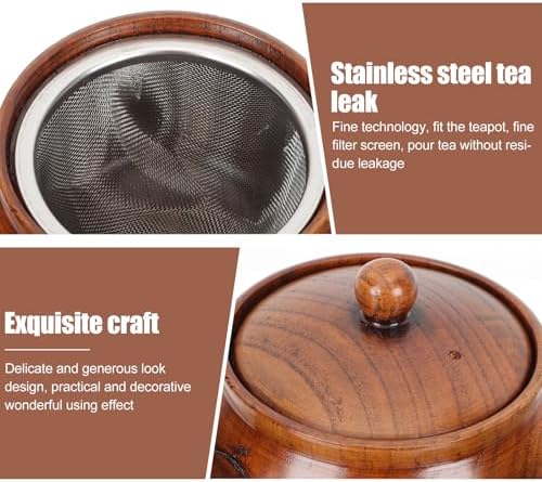 FOMIYES Wooden Tea Pot with Stainless Steel Strainer 1pcs Decorative Chinese Teapot Fine Mesh Filter for Loose Leaf Tea Brewing at Home - Image 3