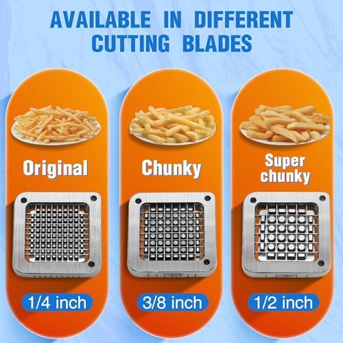 French Fry Cutter for Potatoes, Stainless Steel Blades, Black - Image 3