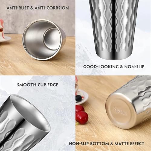 2 Pack Stainless Steel Mug Double Wall Metal Stackable Insulated Portable Drinking Cup Shatterproof Glasses(2pcs 300ML) - Image 5