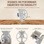 Manual Hand Grain Mill Matte Silver | Heavy-Duty Hand Operated Food Grinder for Wheat, Corn, Coffee Beans, Rice & Dry Grains | Hand Crank Kitchen Flour Mill for Home, Camping, Survival & Everyday Use - Image 3