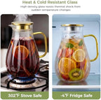 2 Pack Glass Pitcher with Lid and Handle for Fridge, Iced Tea and Coffee Carafe Beverage Serveware, 2 Liters/68 oz Heat Resistant Borosilicate Water Jug for Hot/Cold Drinks - Image 4