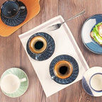 Coffee Mugs Set, 6.8 Oz,Ceramic Tea Cup with saucer, Espresso Cups 8-piece, Stackable Cups, for Latte,Hot Tea,Cappuccino, Mocha, Cocoa, dishwasher & microwave safe,Royal blue - Image 4