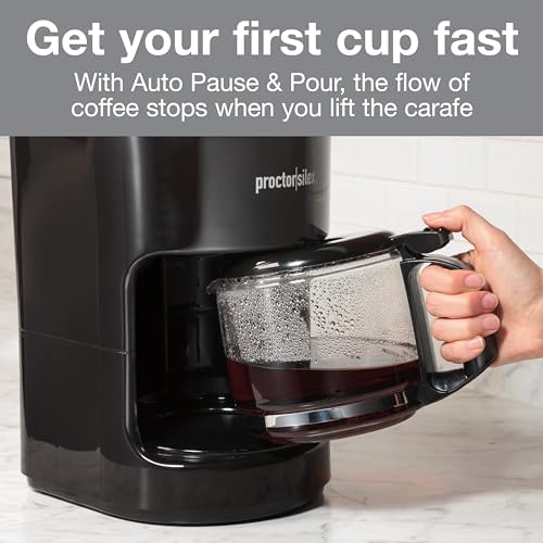Proctor Silex 10-Cup Coffee Maker, Works with Smart Plugs That Are Compatible with Alexa, Auto Pause and Serve, Black (48351PS) - Image 4