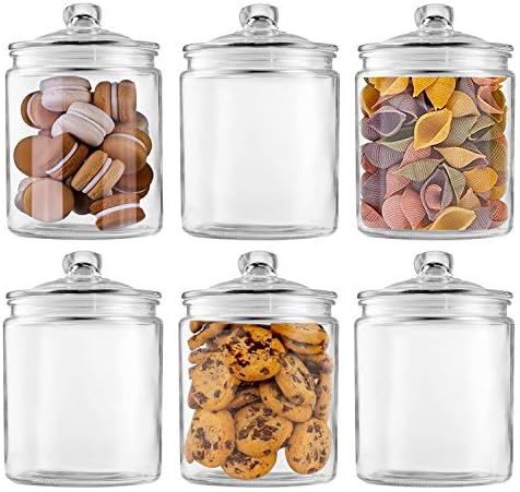 Maredash Glass Jars 32oz, Candy Jar with Lid 6 Pack by Maredash