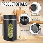 Patelai 6 Pack Airtight Stainless Steel Kitchen Canisters, Black, 32 oz - Image 3