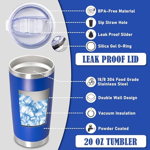 20oz Tumbler Insulated Coffee Tumblers with Lid Stainless Steel DarkBlue 4P - Image 3