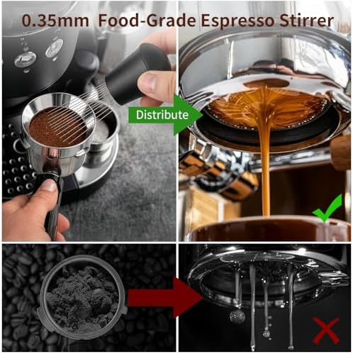 51mm Espresso Accessories Kit - 3 PCS Heavy Duty Dual Head Coffee Distributor and Tamper, WDT Tool, Magnetic Dosing Funnel - Fits Delonghi Breville 51mm Machines and Portafilter - Image 4