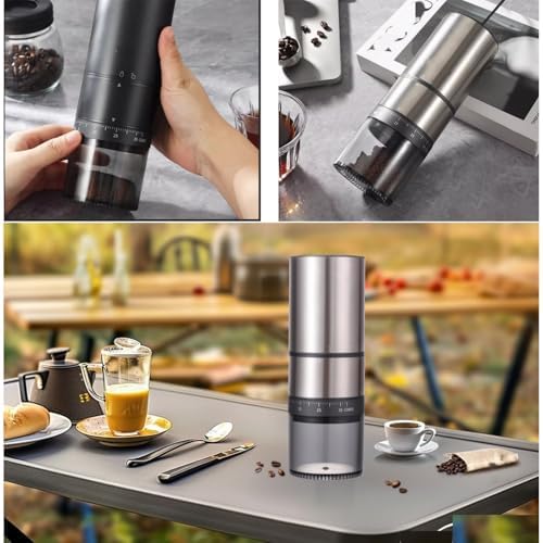 Portable Electric Coffee Grider with 40 Adjustable Levels Fine to Coarse Setting, Ceramic Conical Burr, for Home, Office, Travel, Camping, 1800mAH Rechargeable (silver, stainless steel burr) - Image 5
