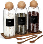 Suclain 3 Pcs Coffee Storage Jar with Ball Cork Lid Spoon, 41 oz by Suclain