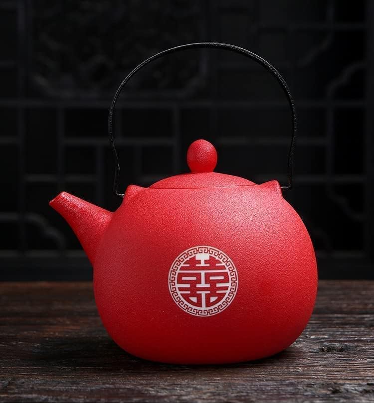 Wedding Supplies, Wedding Tea Set, Chinese Traditional Wedding Decoration Red Tea Set, Kung Fu Tea Set for Wedding Housewarming (Style E) - Image 5