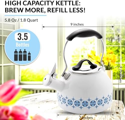 Chantal 1.8 quart Oolong Enamel on Steel Whistling Tea Kettle (Talavera) - Image 4