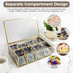 Gold Glass Tea Bag Organizer, Tea Box, Tea Bag Container (8 Compartments) - Image 3