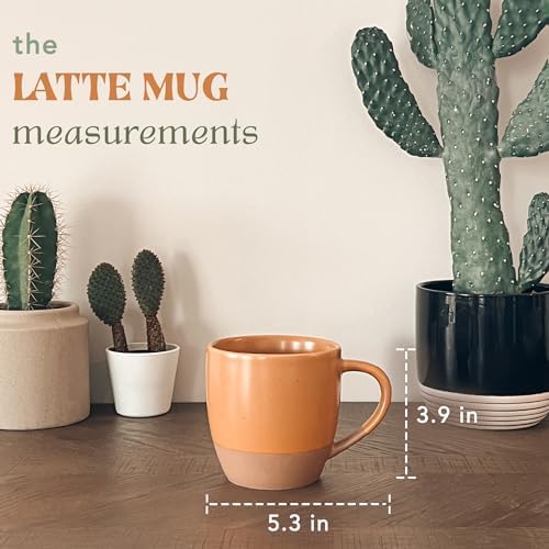 MORA Ceramic Artisan Matte Large Latte Mug Set of 4, 16oz - Microwavable, Porcelain Coffee Cups With Big Handle - Modern, Boho, Unique Style For Any Kitchen. Microwave Safe Stoneware - Safari Colors - Image 2