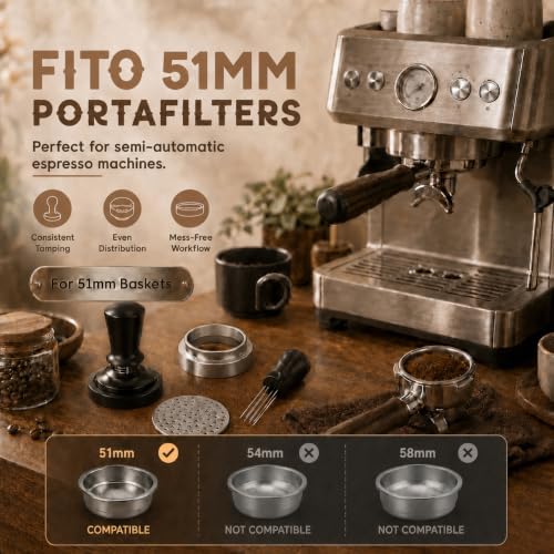 51mm Espresso Accessories Kit, 10 Pcs Espresso Kit Barista Tools, Espresso Machine Accessories with Tamper, Coffee Distributor, Dosing Funnel and WDT Tool, Espresso Tools Set - Image 5