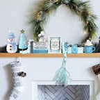 Winter Decorations for Home Office 8 PCS Snowman Tiered Tray Decor Set - Image 5