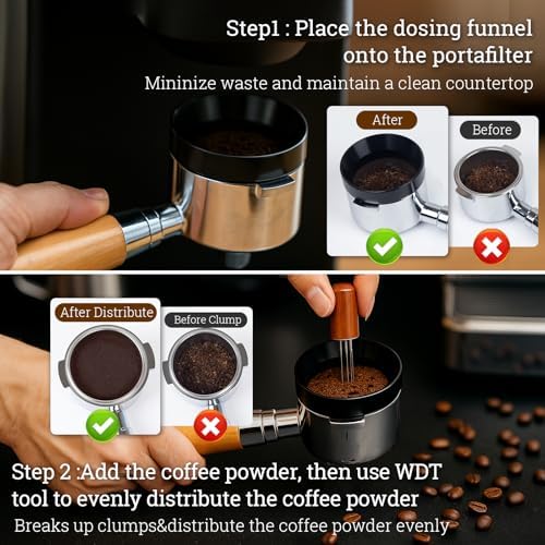 29PCS Espresso Accessories Kit,58mm Espresso Tamper Tools,Includes Wood Station,Distributor,Knock Box,Stirrer,Dosing Funnel,Brush,Puck Screen,Frothing Pitcher,Powder Ring,Towel,Decorative Stencils - Image 3
