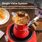 Bincoo Classic Italian Coffee Maker, Moka Pot 6 Cups, Espresso Maker Stovetop Espresso Moka Pot,Single Safety Valve (Red) - Image 3