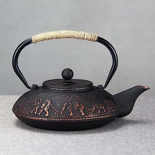 Cast Iron Teapot 1100ML Retro Elephant Japanese Style Classic Cast Iron Tea Kettle Elegant Color&Wonderful Workmanship Durable Construction for Ornament Gift Collection(Size:1100ml) by Unknown