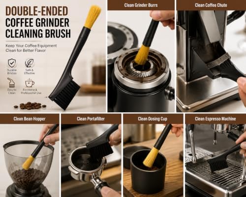 Dual Head Coffee Grinder Cleaning Brush with Long Handle for Espresso Machine - Image 3