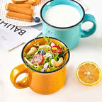 bestone Coffee Mugs Set of 4，16 oz Large Coffee Mugs, Ceramic Mugs with Handles,Salad,Noodles etc Coffee Mugs, Cups for Coffee Cereal Latte ，Microwave & Dishwasher safe，Yellow - Image 4