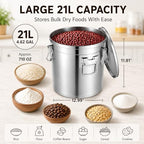 21L Stainless Steel Airtight Food Storage Container With Locking Lid - Image 2