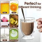 Gejoy 6 Sets Double Wall Glass Coffee Mugs with Spoon Insulated Clear Coffee Mug with Handle Borosilicate Glass Coffee Cups Latte Cup for Cappuccino, Tea, Latte, Espresso, Hot Beverage(12 OZ) - Image 5