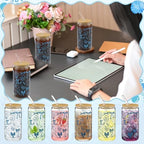 Skylety 6 Set Ocean Glass Cups Coastal Beach Cup with Straws Lids, 16 oz - Image 4