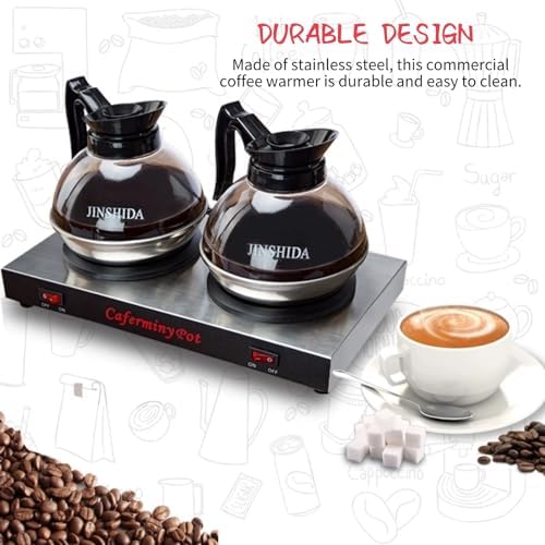 Commercial Coffee Warmer Dual Decanter Warmer Plate, Stainless Steel Portable Warmer for Standard Glass Decanter, Suitable for Cafe, Break Room, Buffet, Event and Commercial Use - Image 4