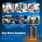 Coffee Mug Warmer with LED Pattern Display, Rechargeable Heated Coffee Mug with ±1°C Temperature Accuracy, Ideal for Coffee, Tea, Milk & Water - Image 7