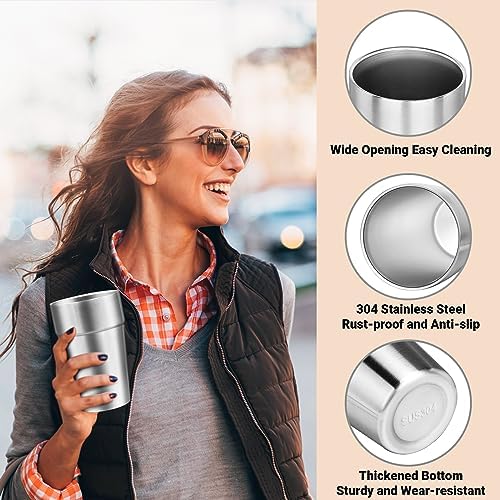 Metal Cups For Drinking, 16 oz Insulated Tumbler, 4 Pack Double Wall Unbreakable Stackable Water Tumblers Insulated Stainless Steel Cups Premium Glasses for Travel Camping Home Outdoor - Image 4