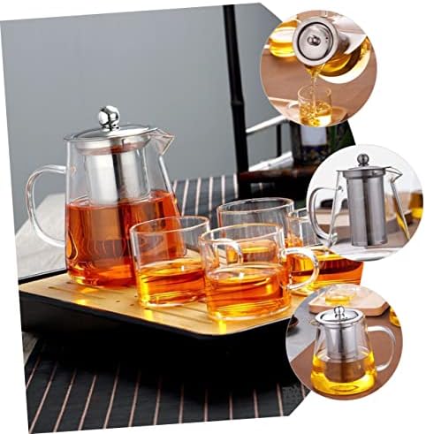 Glass Flower Teapot Stainless Steel Kettle Japanese Tea Pots Dispensing Stainless Steel Tea Infuser Glass Teapot for Stovetop Infuser Teapot Floral Tea Strainer Tea Filte,Transport-13X9X8.5CM - Image 2